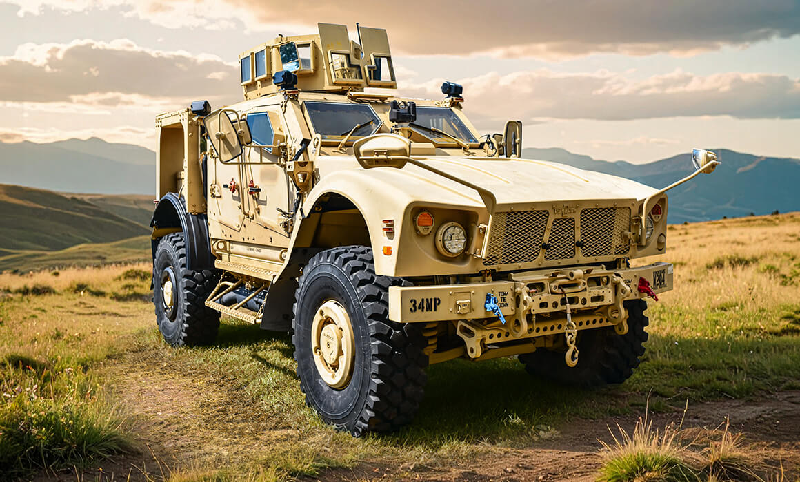 military vehicle in field